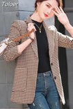Women Black And White Houndstooth Jacket Blazer Fashion New Elegant Casual Chic Office Long Sleeve Jacket Tops