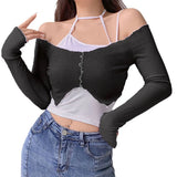 Firm Streetwear Slim Fit V Neck Long Sleeve Tops & Lace Shorts Two Piece Set Women Casual Suits
