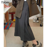 Waist Solid Midi Skirts Women Asymmetrical Chic Trendy Spring Elegant Office Ladies Simple All-match Aesthetic Faldas