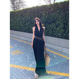 Red Gas Fried Street Women's Clothing 2025 New Pure Hot Girl V Collar Hanging Neck Dress Thin Sleeveless A-Character