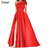 Green High Split Sexy Lady Club Party Long Floor Skirts Vestidos Dresses Night One Shoulder Satin Dress Evening