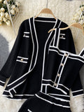 Long Sleeve V Neck Cardigan Jacket + Sling Vest + High Waist Shorts High Quality Chic Button Knitted Vintage 3 Piece
