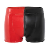 Toloer Men's PVC High Bright Lacquer Leather Shorts Sexy Leather Square Pants No Odor Size Accurate-Outfit