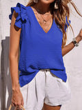 Spring And Summer Women's Casual V-Necked Leaf-Side Vest Shirt Summer Sleeveless