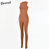Women Casual Fashion Skinny Jumpsuit Activewear Bodycon Soft Stretchy Sleeveless Sporty Overalls Slim Streetwear