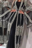 Dress Women Sexy Mesh Africa Clothing 2pecs Bronzing Large Swing Banquet Party Dance Prom Club Flare Sleeve Summer