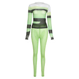 Sisterlinda Casual Fitness Tracksuit Women Two Piece Set Long Sleeve Mesh Tops+Leggings Female Sporty Matching Outfit