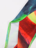 Print Colorblock Slim Pencil Pants For Women High Waist Skinny Tie Dye Trousers Female Fashion Clothing Style