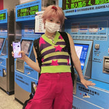 Y2k Aesthetics Knitted Vest 2000s Harajuku Grunge Sweater Vest Korean Fashion E-girl Kawaii V-neck Jumper Fairycore