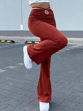 Lace Up Stretch Flare Leg Pants-Outfit