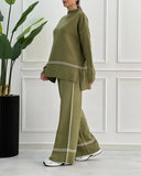 2025 New Solid Color Casual Blouse Loose Comfortable Design Micro-Thorn Trousers Set