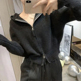 Zipper Sweater Jacket Cardigan 2025 Spring And Autumn Wear A Small Design Of Small Short Hooded Knitted