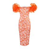 Net Yarn Sleeves Stitched Printed Bags Dresses Mid-Sevent Dress Party Dress Women