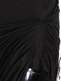 Fashion Women's Dress Slim Asymmetric V-neck Sleeveless Folds Waist Solid Color Knee-length Dresses Summer 2023 New
