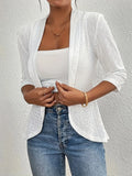 Ladies Elegant Hollow Open Fables Solid Half-Sleeve Eye Embroidery Fashion