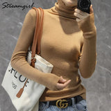 Women Winter Sweater 2020 Casual Solid Elsticity Pullover Knitted Woman Sweaters Black Turtleneck Sweater