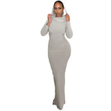 Toloer Women's Fall 2024 New Fashion, Slim Hooded, Slit And Women's Dress-Outfit
