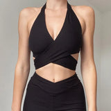 Sexy Halter Solid Crop