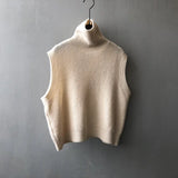 Women's Solid Color High Neck Sleeveless Sweater 2022 Autumn Knitted