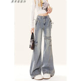 Micro-Tight Jeans Women Autumn New Retro Hottie Slimming High-Sight Belt Splicing Pants