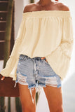 Long Dot Sleeve Chiffon Off-shoulder Off-the-neck Hollow-out Loose