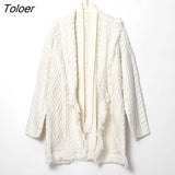 Bohemian Bandana Cashmere Cardigan Women Jacket Sweater Autumn Winter Tassel Lapel Belt Long Sleeve Sweater