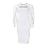 Large-Size Women's Clothing 2025 Autumn New Fashion Temperament Hollow Long Sleeve Open Fork Pure African