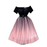A Niche Design Bumpy Shoulder Dress Summer Women's Small Net Yarn Waist Princess