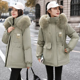 Send To Overcome The Female Winter 2024 New Add Velvet Add Thick Cotton-Padded Clothes Korean Version Loose Cotton-Padded Jacket Close Waist Down Cotton Jacket Coat-Outfit