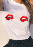 White Streetwear O-Neck Short Sleeves Printed