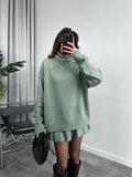 Winter New Solid Color High-Collar Lazy Knitwear Design Skirt Dress