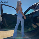 Women Y2K Wide Leg High Waist Pants High Street Stretchy Soft 2021 Summer Fashionable Office Ladies Skinny Slim