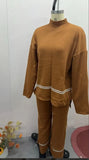 2025 New Solid Color Casual Blouse Loose Comfortable Design Micro-Thorn Trousers Set