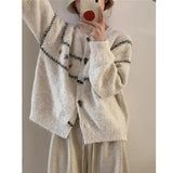 Toloer Buckle Loose Retro Sweater Cardigan Women 2025 Autumn And Winter New Round-Necked Collared Flower Knitted