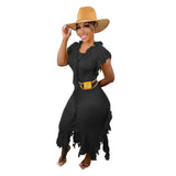 Toloer New Women's Casual And Versatile Pure Color Knitting Sleeveless Tassel Dress-Outfit