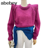 Fashion Long Sleeve Tops Pullover For Women Round Collar Minimalist Solid Sweater Female Clothing 2022 Autumn