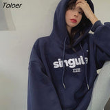 Printed Aesthetic Thicker with Hat Hoodies Women New Pullovers Loose Tops Korean Style Streetwear Trendy Chic