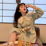 Party French Sweet Elegant Dress Women Casual Princess Long Sleeve Fairy Shirt Dress Female Peter Pan Collar Korean Party Midi