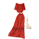Vintage Hollow Crocheted Shoulder Sling Knitted Shirt Two Sets Of Women's