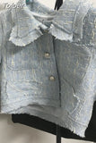 New Tweed Sets 2 Piece Set Women Skirt Suit Fashion Sexy Short Sleeve Single-Breasted Crop Top + Mini Skirt Sets
