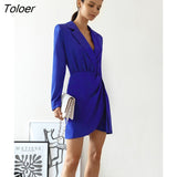 Office Notched Mini Ruched Dress Women Elegant Black Long Sleeve Party Dresses Solid High Waist Short Dress 2022 Fall