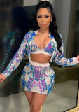 Blue Party Sequined 3 Piece Skirts