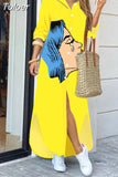 For Women 2023 Spring Summer Casual Loose Print Long Shirt Dress Button Up Long Sleeve Midi Elegant Vintage