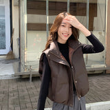 Short Cotton-Padded Jacket Vest Female Senior Sense Winter College Wind 2024 New Short Fried Street Collar Vest Thick Coat-Outfit