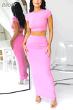 Summer Sexy Solid Crop Top And Skirt Sets Club Outfit For Women 2023 White 2 Two Piece Sets Black New In Matching