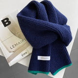 Women's Korean Soft Pit Ribben Wool Scarf Winter 2022 New Warm Knitting Wool Small Scarf