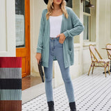 Casual Knitted Long Cardigan Sweater Women Knitwear Coats Elegant Winter Female Tops Cardigans with Pockets Mujer