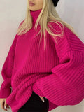 Sweaters Turtleneck Women Autumn Winter Knit Pullover Loose Blue Thick Winter Basic Turtleneck Women Sweaters