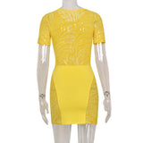 Sisterlinda Autumn Sexy See Through Bodycon Mini Dress Women Casual Street Short Sleeve Hollow Out Party Clubwaer Female