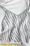 Spaghetti Strap Camis Women Fashion Zebra Striped V Neck TanK Crop Top Female Sexy Camisole Streetwewar For Teen